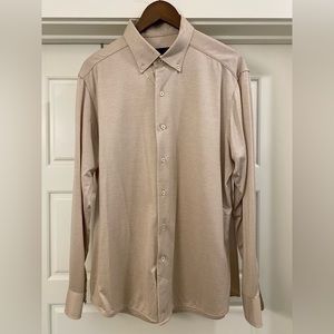 David Donahue Trim Fit Jacquard Fusión Button Down Men’s Short 16.5